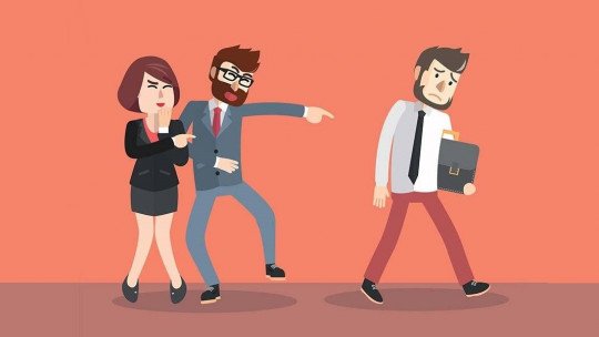 Ilustración de una situación de acoso entre compañeros de trabajo